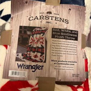 💜🩷Wrangler Red, White, and Blue Southwest Plush Throw. NWT